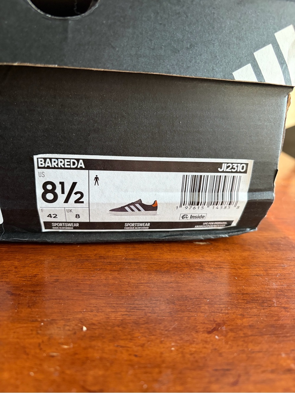 Adidas Barreda Men's Navy Athletic Shoes with Orange Accent